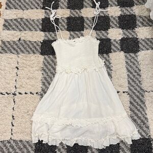 White Ruffle Sundress with Tie Straps